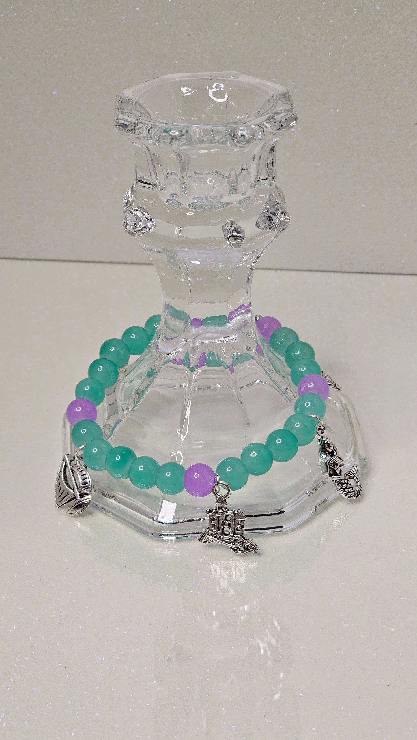 Ariel Beaded Charm Bracelet (Teal)