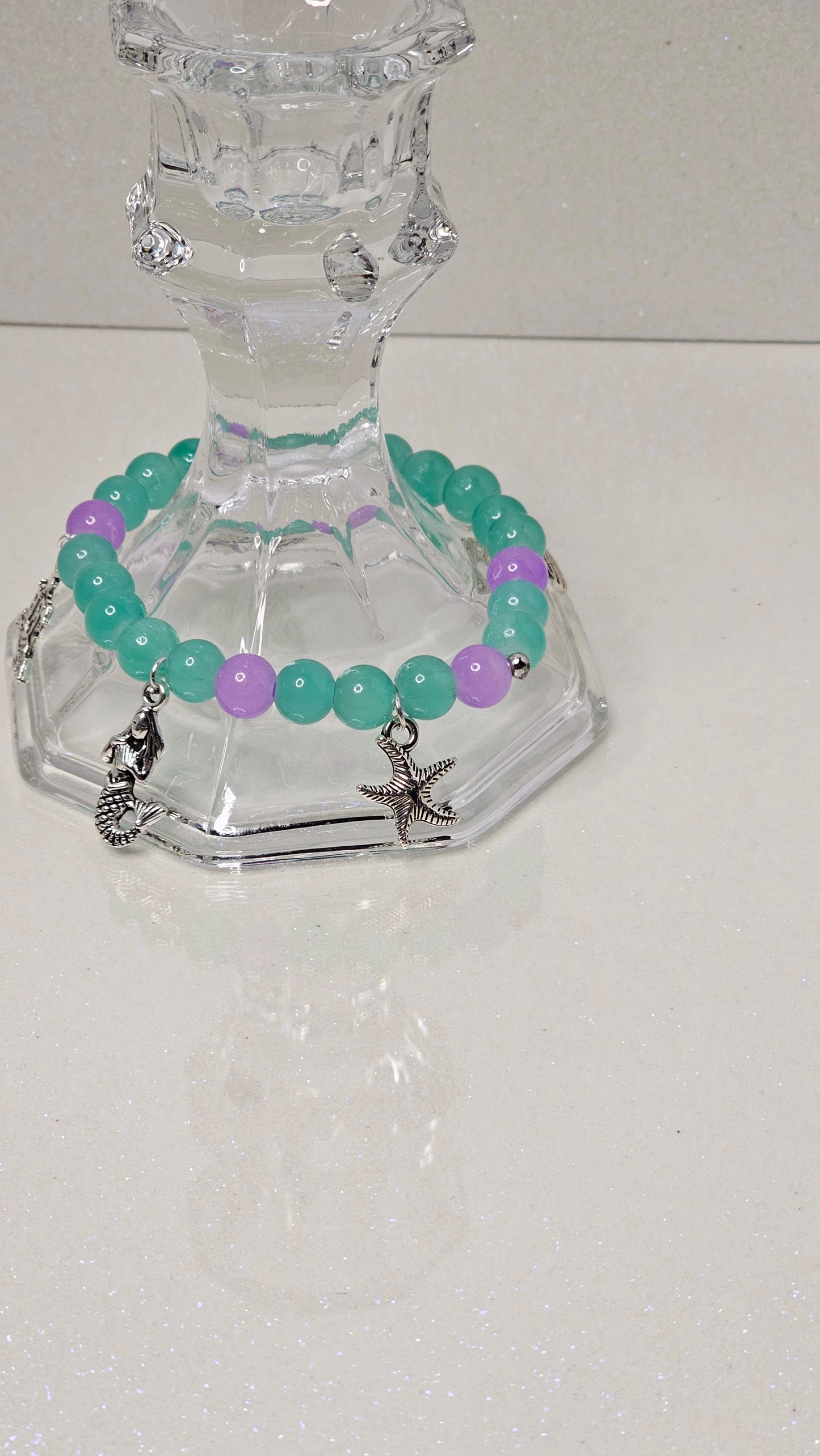 Ariel Beaded Charm Bracelet (Teal)