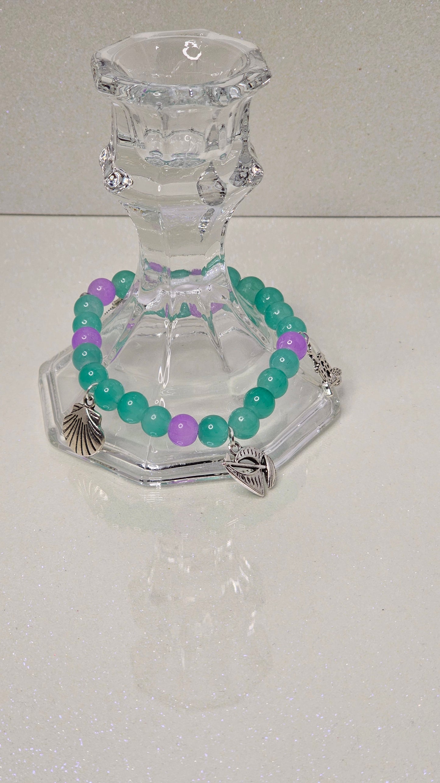 Ariel Beaded Charm Bracelet (Teal)
