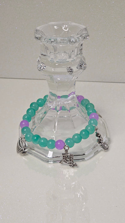 Ariel Beaded Charm Bracelet (Teal)