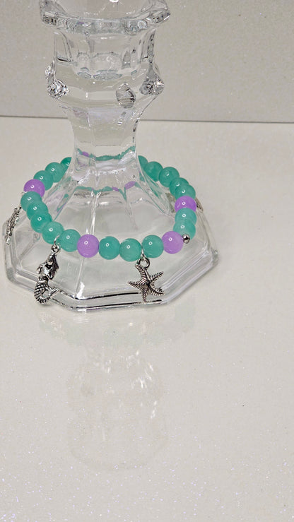 Ariel Beaded Charm Bracelet (Teal)