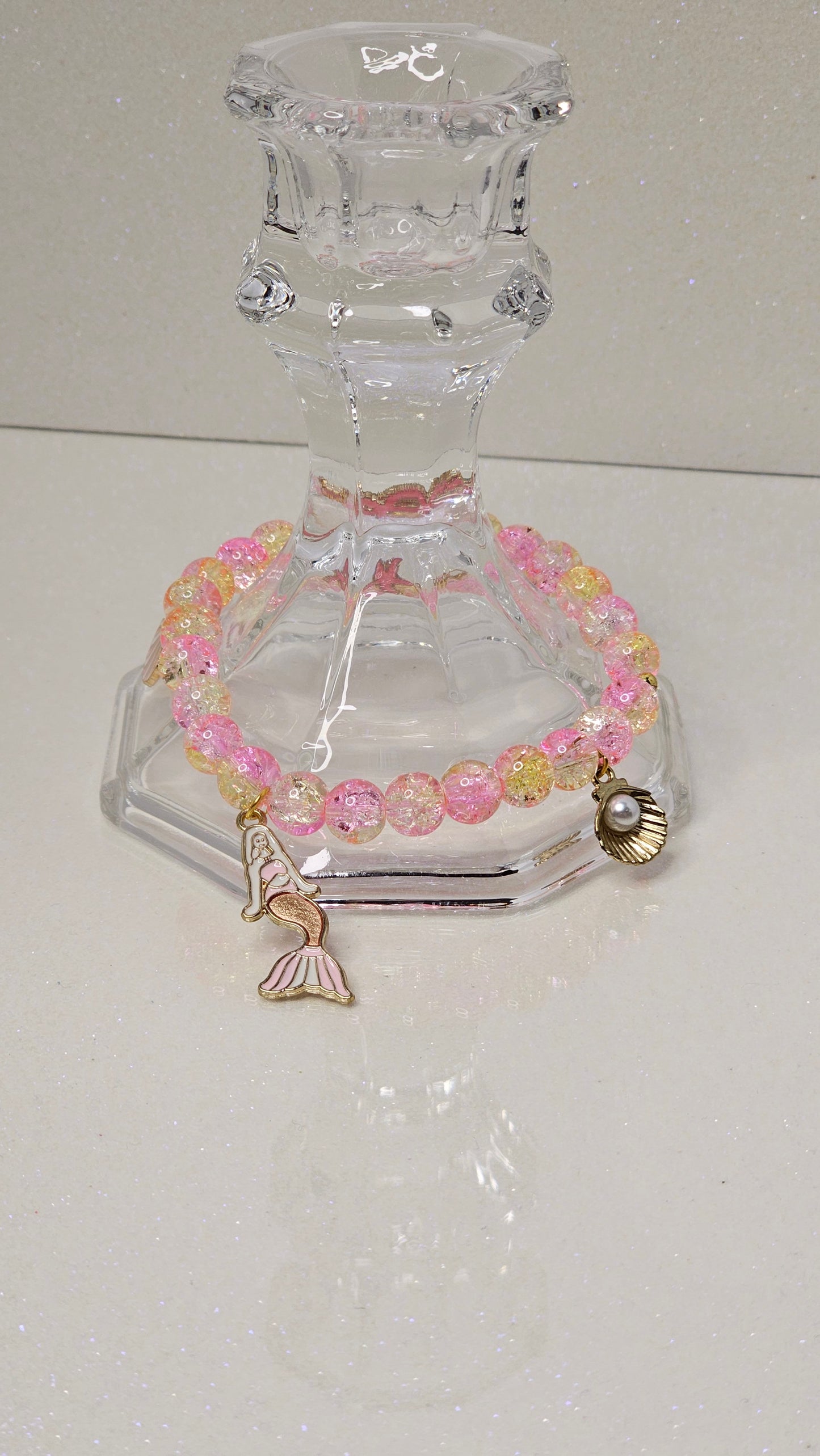 Ariel Beaded Crackle Charm Bracelet